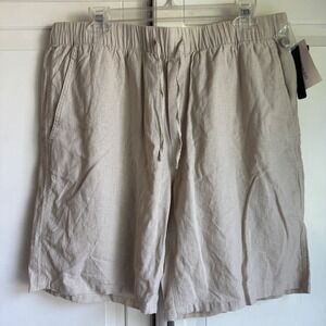 Magaschoni Man Linen Blend Shorts Drawstring‎ Elastic Waist Casual Large